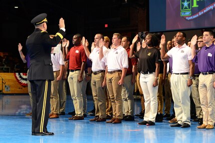 Kadavy swears in new Soldiers during Twilight Tattoo