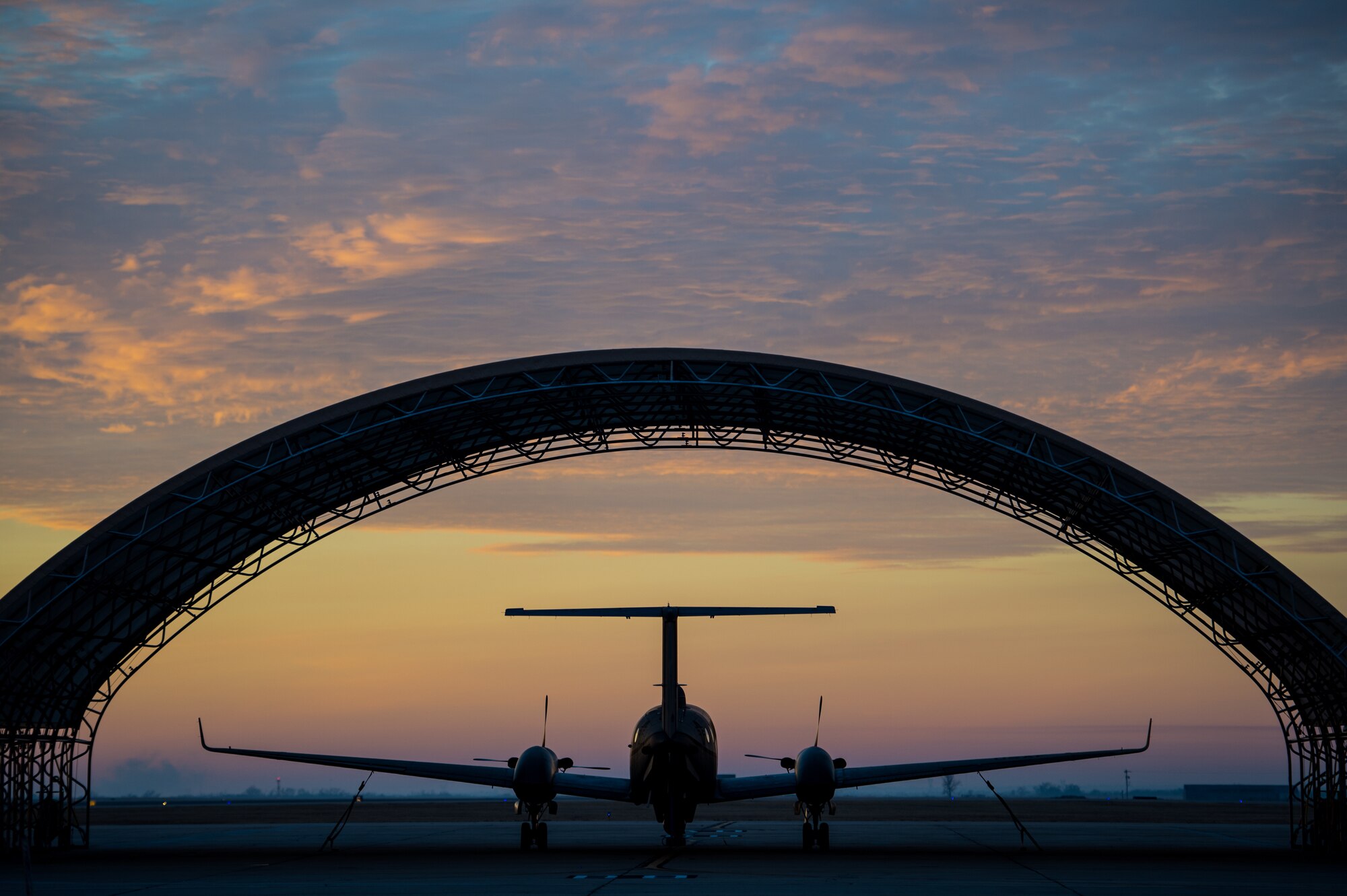 A U.S. Air Force MC-12W awaits a preflight inspection