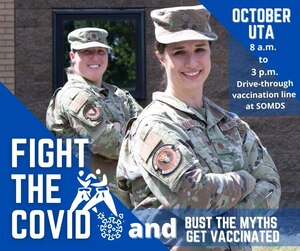 Maj. Katharine Saunders, 919th Special Operations Medical Squadron public health emergency officer, and Maj. Kathleen Styron, 919th SOMDS clinical nurse, clarified some of the common myths surrounding the COVID-19 vaccine. (Air Force photo illustration by Michelle Gigante)