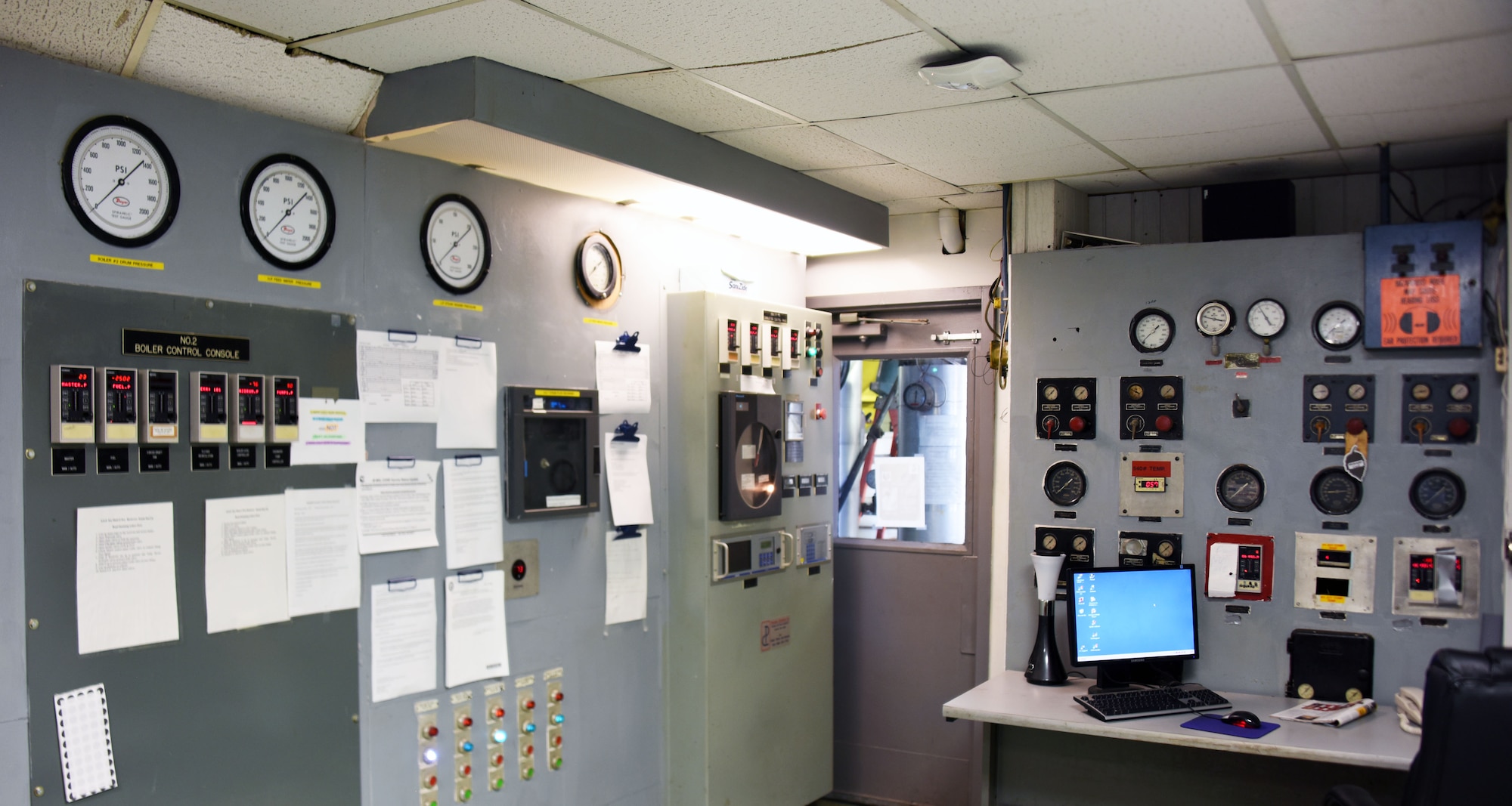 A picture of the boiler control room.