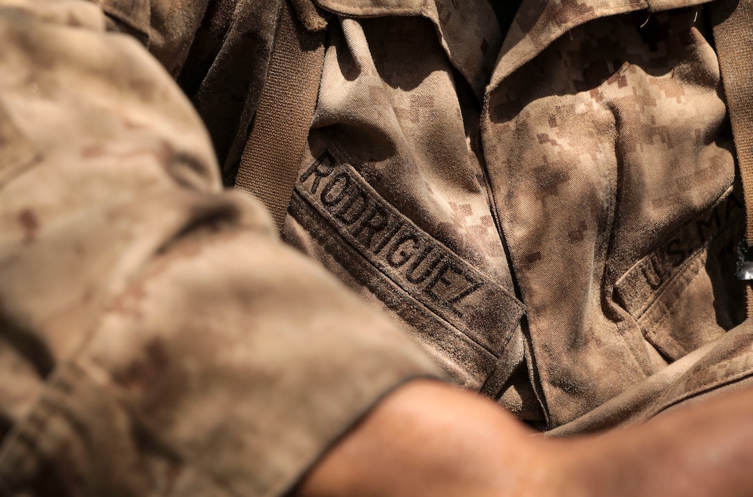 Rct. Rafael Rodriguez, with Alpha Company, 1st Recruit Training Battalion, conducts an interview on Marine Corps Recruit Depot Parris Island S.C., September 2, 2021. The twins are from Hinesville Ga. (U.S. Marine Corps photo by Lance Cpl. Michelle Brudnicki)