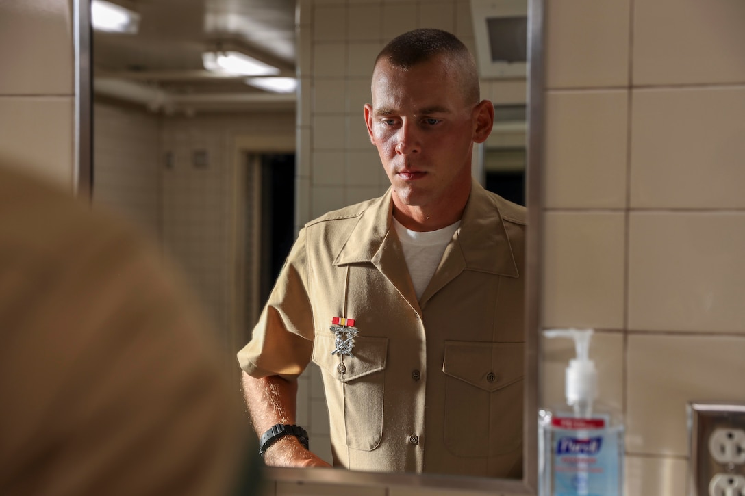After being medically discharged from recruit training for asthma in 2013, Pfc. Austin Hershberger shares his story of resilience and grit achieving his dream of becoming a United States Marine. He graduated with Golf Company, 2nd Recruit Training Battalion, on Aug. 13, 2021. (U.S. Marine Corps photo by Lance Cpl. Godfrey Ampong)