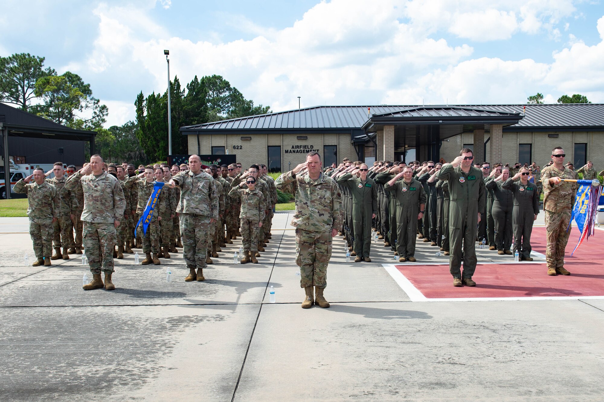 A photo of Airmen in formation.