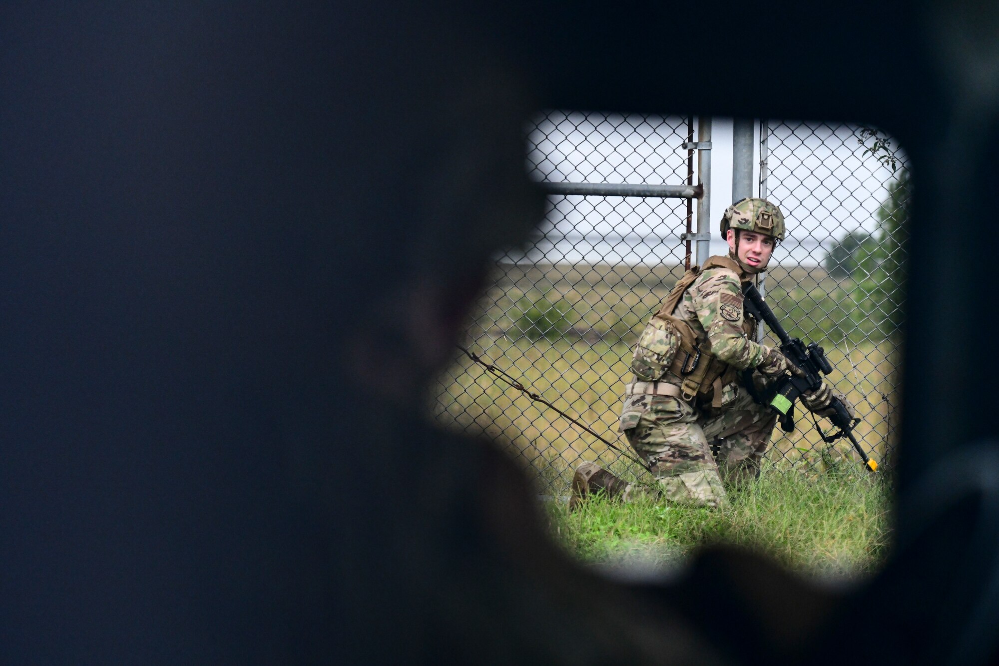 Airmen communicate during training.