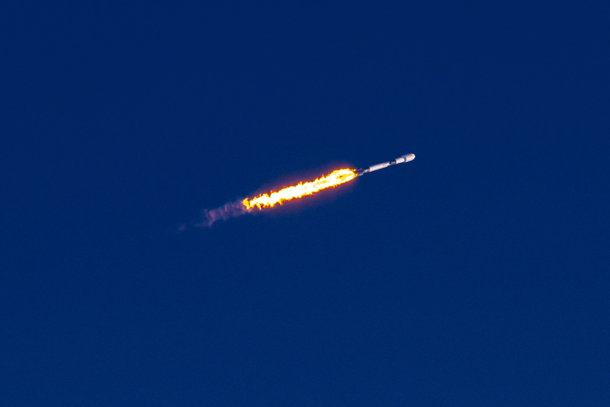 A Falcon 9 rocket soars toward space above Cape Canaveral Space Force Station, Fla., March 3, 2022. The rocket carried SpaceX's Starlink 4-9 satellites into orbit. (U.S. Space Force photo by Joshua Conti)