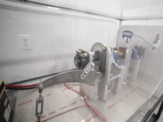 A cold-start battery being tested by the U.S. Army Engineer Research and Development Center’s Cold Regions Research and Engineering Laboratory (CRREL) is attached to a simulated Stryker engine starter, which sits inside one a cold room inside CRREL’s Cold Room Complex, which consists of 26 refrigerated rooms, each varying in size and in other capabilities, allowing for a variety of environmentally controlled experimentation at low temperatures. These laboratory-grade rooms can maintain temperatures from −30°C to over 43°C (−22°F to 110°F), with an additional standalone unit extending to −40°C (−40°F).
The CRREL-designed battery is intended for use with U.S. military Stryker vehicles to ensure they are able to consistently start even in the most extreme cold environments.