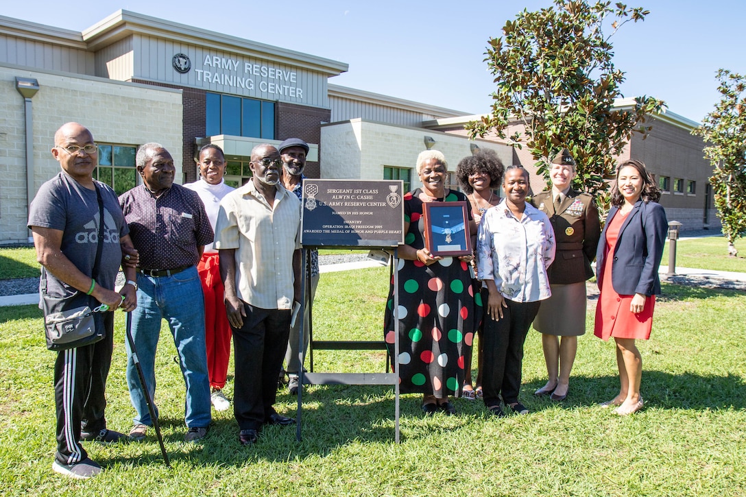 Sgt. 1st Class Alwyn C. Cashe U.S. Army Reserve Center rededicated to change plaque from the Silver Star to the Medal of Honor