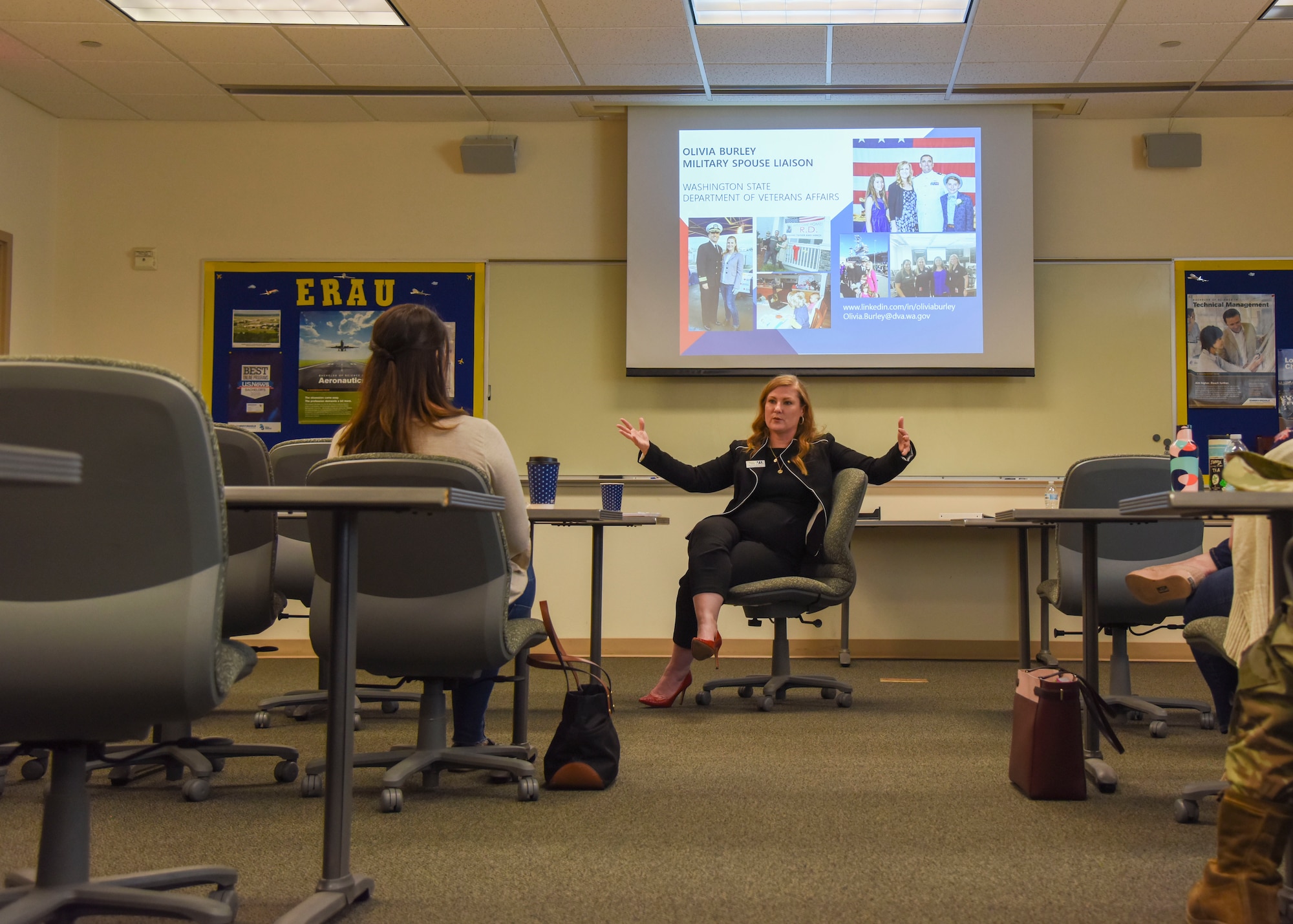 Olivia Burley, Washington State Department of Veterans Affairs military spouse liaison, speaks at the Employment Empowerment Summit