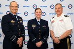 Air Marshal Mel Hupfeld, Chief of Air Force (left), Air Vice-Marshal Catherine Roberts, Defence Space Command commander (left), and U.S. Space Command commander, U.S. Army Gen. James Dickinson (right), pose for a photograph at Australia’s Air and Space Power Conference March 22, 2022. Dickinson met with leaders from Australia, United Kingdom and Germany while attending the conference. Australia’s Air and Space Power Conference provided an opportunity for senior representatives from allied and partner nations to meet and discuss opportunities for collaboration to address the increasingly threatened air and space domains.