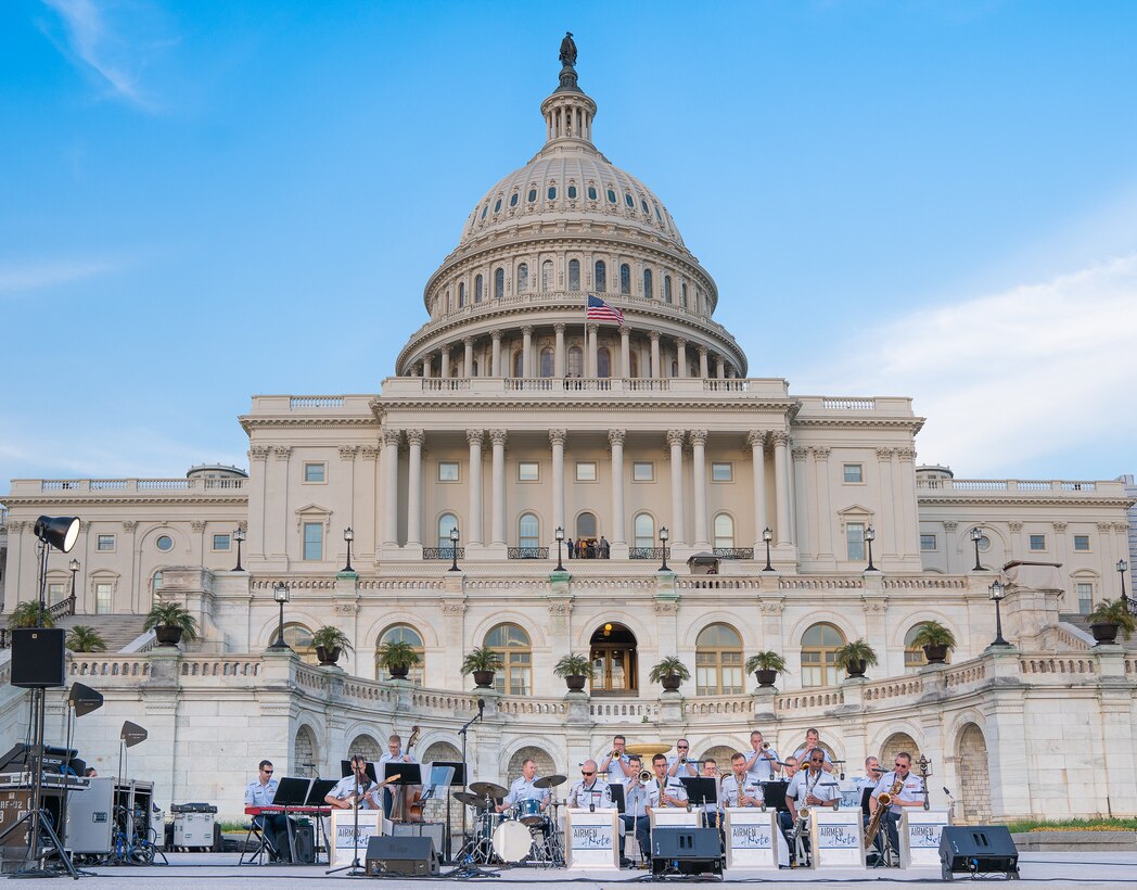 USAF Band performing in front of capital