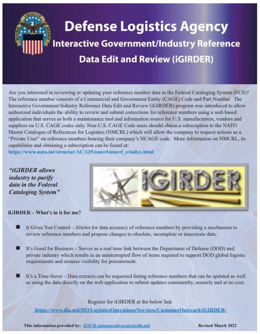 Interactive Government Industry Reference Data Edit and Review (iGIRDER) thumbnail