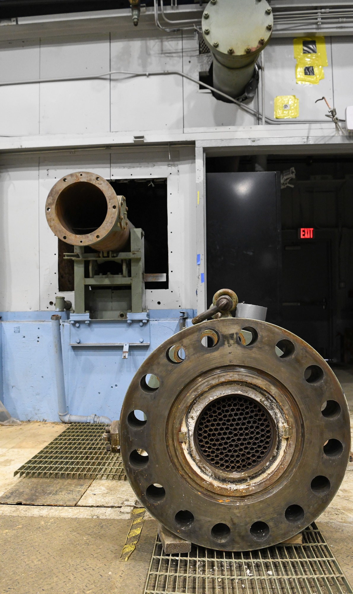 Prior to their removal, disassembled pieces of Tunnel E sit in a building that housed the old wind tunnel at the von Kármán Gas Dynamics Facility on Arnold Air Force Base, Tenn., March 4, 2022.