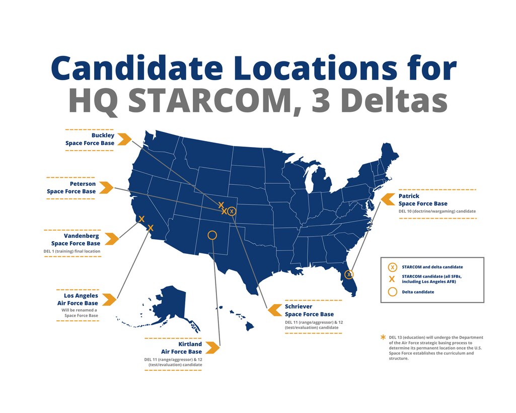 Candidate locations for STARCOM, 3 Deltas.