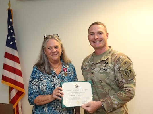 The Secretary of the Army has awarded the Meritorious Civilian Service Medal to Kimberly A. Taplin upon her retirement.
As Senior Program Manager Forward, Jacksonville District, U.S. Army Corps of Engineers from April 2015 to April 2022. Ms. Taplin was instrumental in the success of the Comprehensive Everglades Restoration Plan and the South Florida Everglades Ecosystem Restoration Program by providing technical oversight and coordination and engagement with tribal, federal, state, local agencies and stakeholders. Ms. Taplin's commitment to the restoration of America's Everglades and dedication to Federal Service reflect great credit upon her, the Jacksonville District, U.S. Army Corps of Engineers and the U.S. Army.