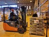 A forklift driver at a warehouse in Livorno, Italy, moves a pallet of Humanitarian Assistance Program cargo, specially sleeping cots, which was shipped April 5 to Moldova to assist the government there with helping to support displaced Ukrainians entering their country. Per a request from the U.S. Embassy in Moldova and approved by the Defense Security Cooperation Agency, the sleeping cots plus some generators were prepared for shipment, thanks to a special HAP team at Livorno, which is administratively assigned to Logistics Readiness Center Italy, 405th Army Field Support Brigade. (U.S. Army courtesy photo)