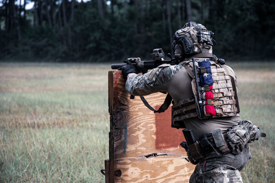 Critical skills operators attending MARSOF Master Assaulter Course fine-tune various shooting techniques at Camp Lejeune, N.C., Sept. 1, 2021. MMAC is a five-week course designed to ensure selected team members are capable of conducting unit training and operating as the unit close-quarters battle and dynamic entry expert. (U.S. Marine Corps photo by Cpl. Ethan Green)