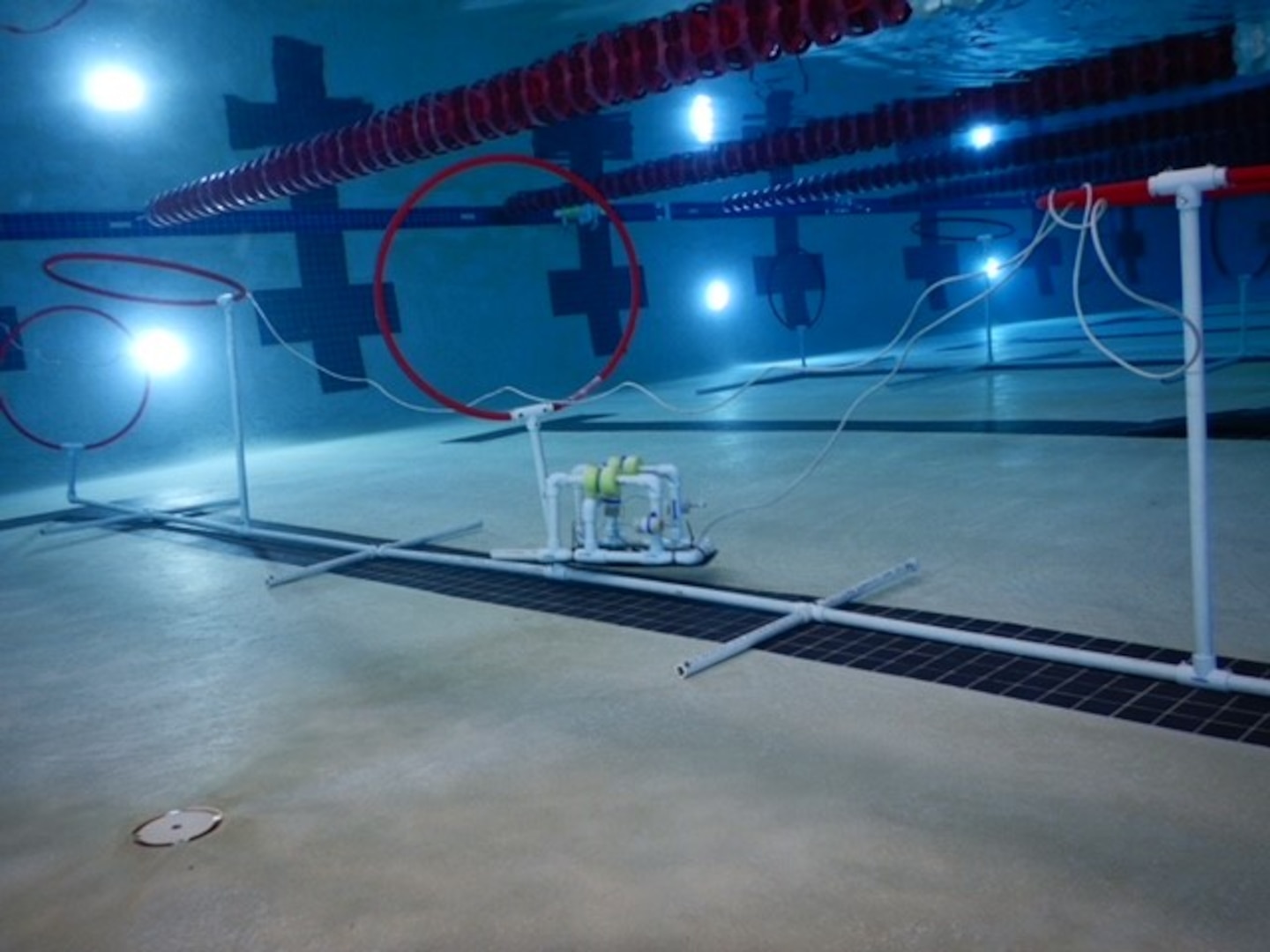 IMAGE: An underwater look at unmanned robots created by local students. The teams competing at the regional SeaPerch competition maneuvered their work through both a challenge course and an underwater obstacle.