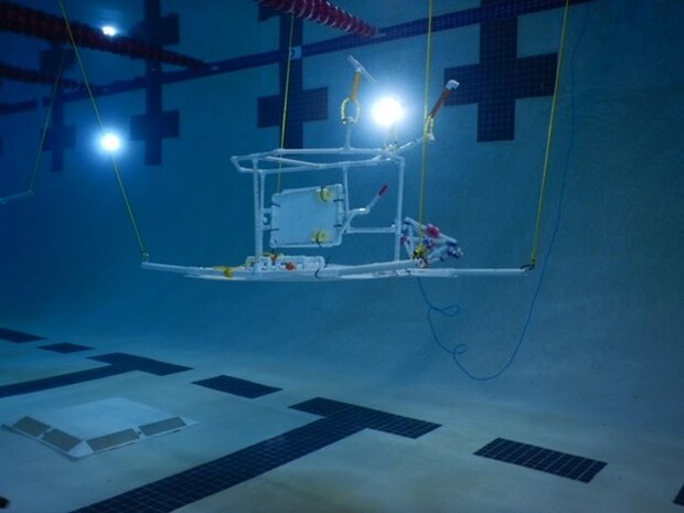 IMAGE: An underwater look at unmanned robots created by local students. The teams competing at the regional SeaPerch competition maneuvered their work through both a challenge course and an underwater obstacle.