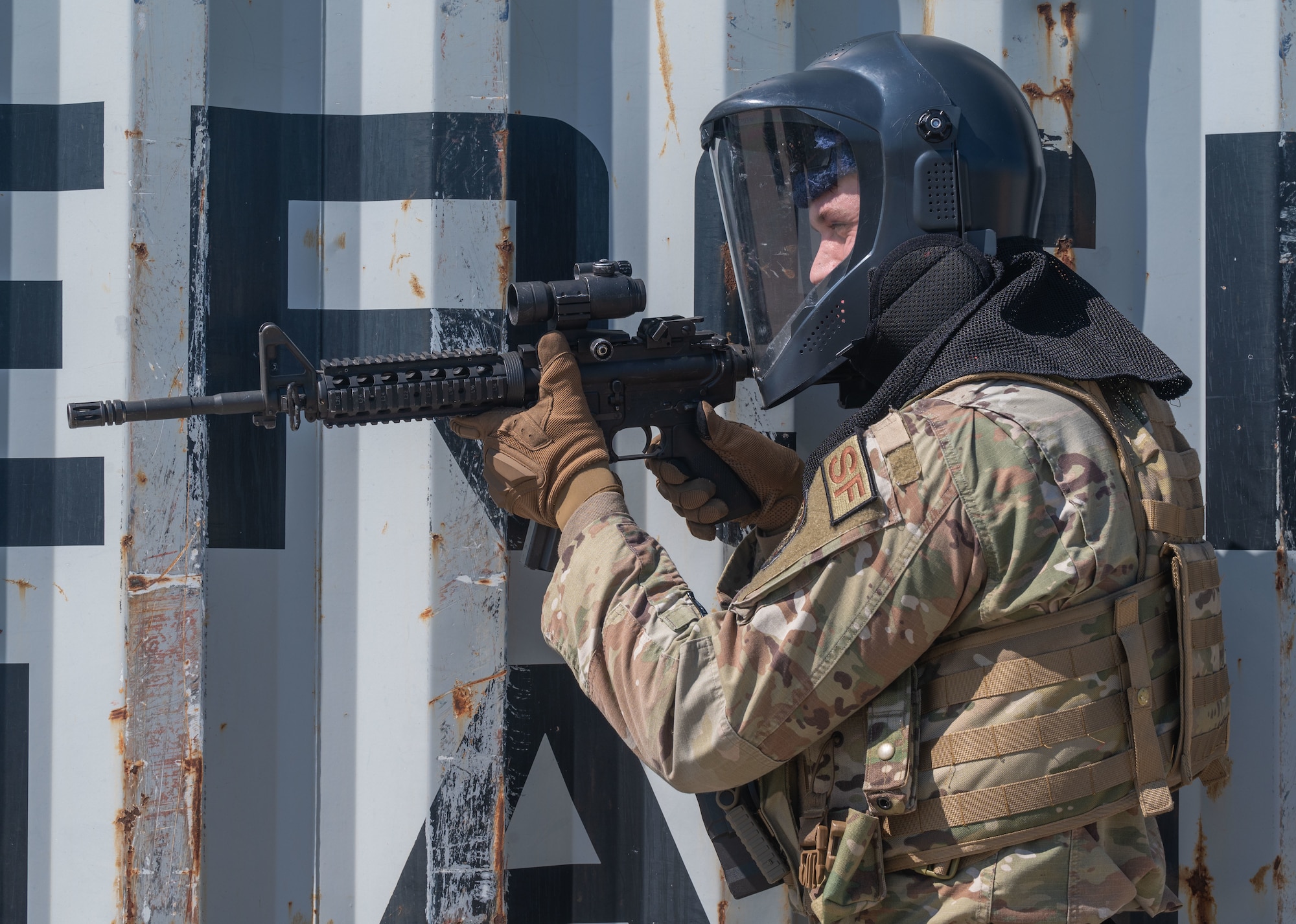 Staff Sgt. Isaac Thatcher, 436th Security Force Squadron response force leader, participates in a training event during a Tactics and Leadership Nexus exercise on Dover Air Force Base, Delaware, March 18, 2022. The goal of TALN is to enhance readiness and train multi-capable Airmen. Recent additions to the course include land navigation, active shooter drills and unexploded ordnance exercises. (U.S. Air Force photo by Airman 1st Class Cydney Lee)