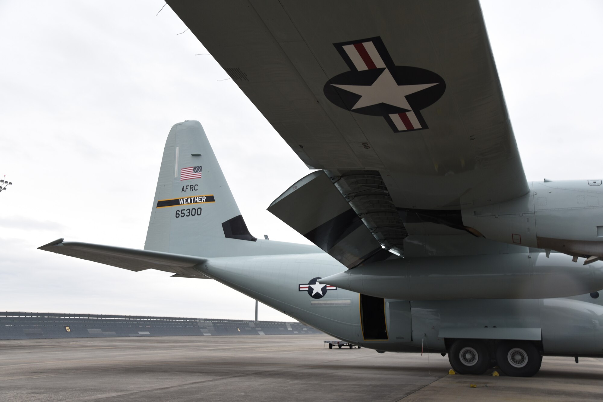 WC-130J Super Hercules showing colored vintage markings