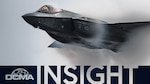 An F-35 flies in the background of an INSIGHT 2022 magazine graphic.