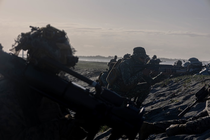 Philippine Marines with Marine Battalion Landing Team 10 and U.S Marines with 1st Battalion, 3d Marines, 3d Marine Division conduct a bilateral beach defense exercise during Balikatan 22, at Appari Beach, Cagayan, Philippines, March 31. Balikatan is an annual exercise between the Armed Forces of the Philippines and U.S. military designed to strengthen bilateral interoperability, capabilities, trust, and cooperation built over decades of shared experiences. Balikatan, Tagalog for ‘shoulder-to-shoulder,’ is a long-standing bilateral exercise between the Philippines and the United States highlighting the deep-rooted partnership between both countries. BK22 is the 37th iteration of the exercise and coincides with the 75th anniversary of U.S.-Philippine security cooperation.