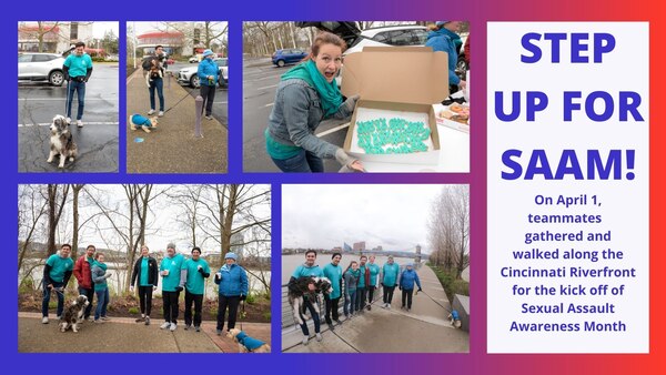 April is Sexual Assault Awareness month, and to kick off LRD’s month-long observation, teammates from the Great Lakes and Ohio River Division Headquarters in Cincinnati joined together on a brisk Spring morning to walk along the Ohio River.