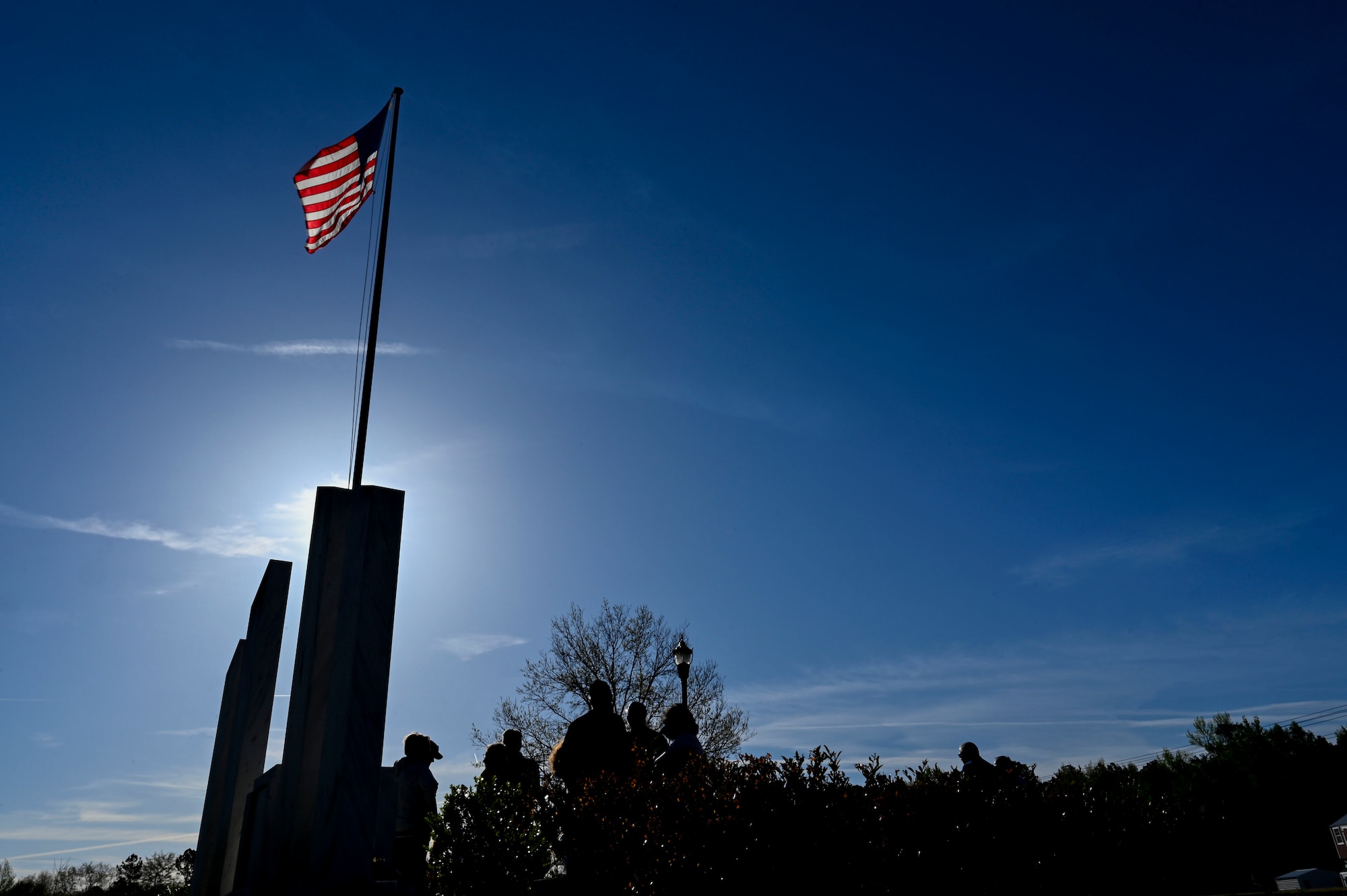 A photo of a monument in a veterans memorial park