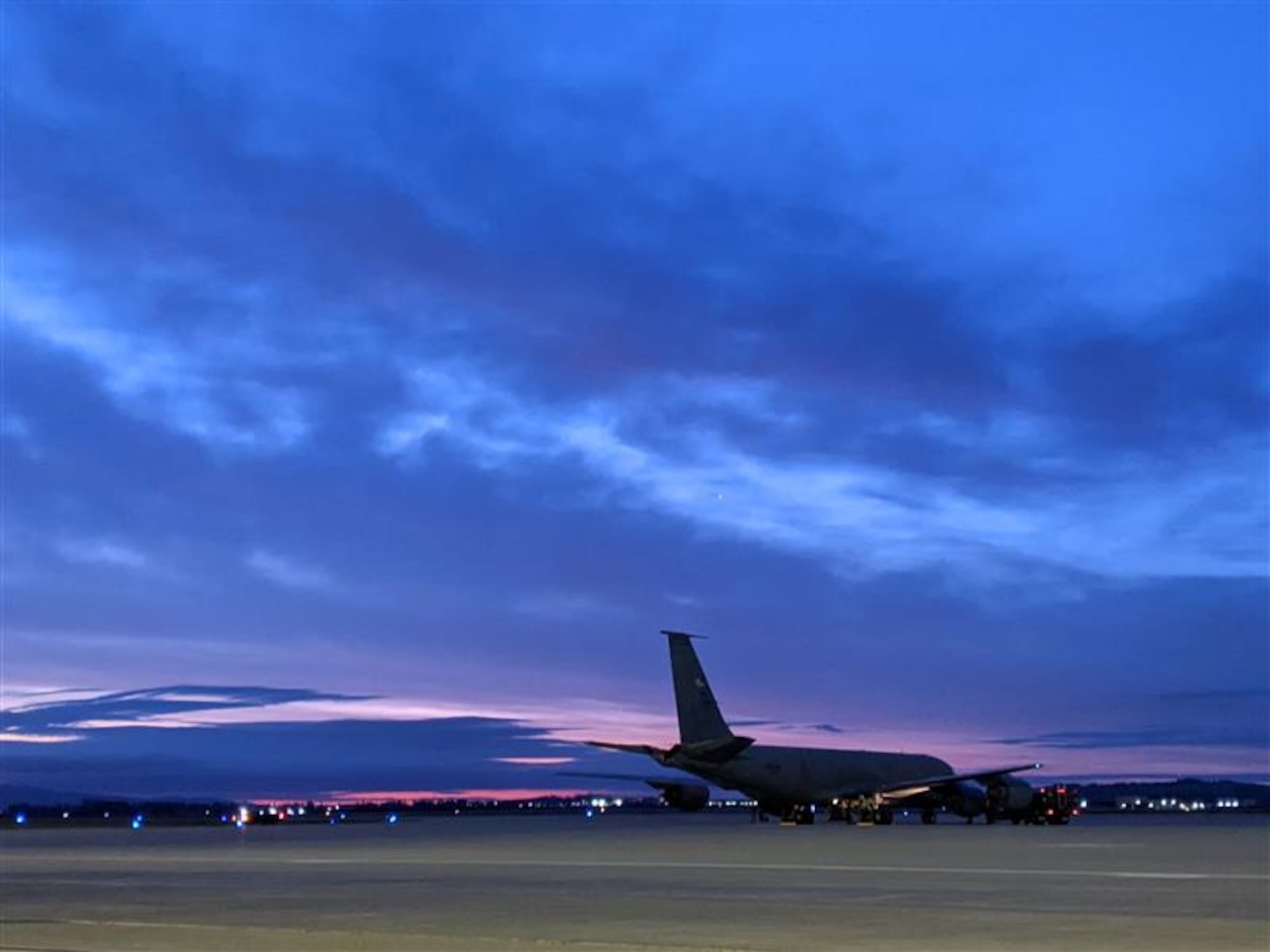 A U.S. Air Force KC-135 Stratotanker from the 92nd Air Refueling Wing takes off during a long-duration endurance sortie March 29-30, 2022. By having multi-day tanker mission generation capability KC-135 forces will have increased flexibility to detect and defeat threats to the U.S. (U.S. Air Force Courtesy Photo)