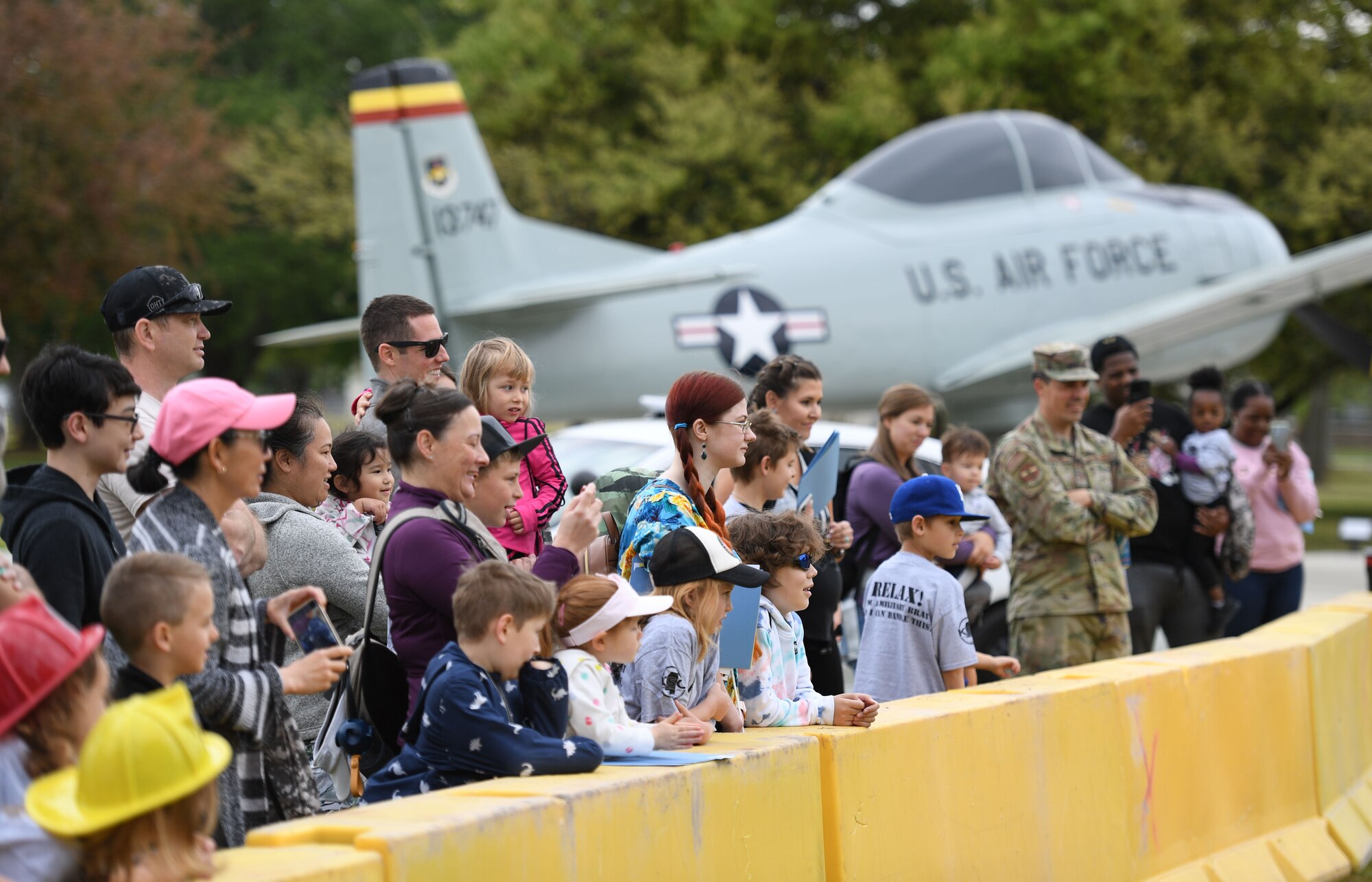 Keesler families attend Operation Hero at Keesler Air Force Base, Mississippi, April 2, 2022. The event, hosted by the Airman and Family Readiness Center in recognition of the Month of the Military Child, gave military children a glimpse into the lives of deployed military members. Children received Operation Hero dog tags and t-shirts as they made their way through a mock deployment line as well as the opportunity to experience medical triage demonstrations, military working dog demonstrations and have their faces painted. (U.S. Air Force photo by Kemberly Groue)