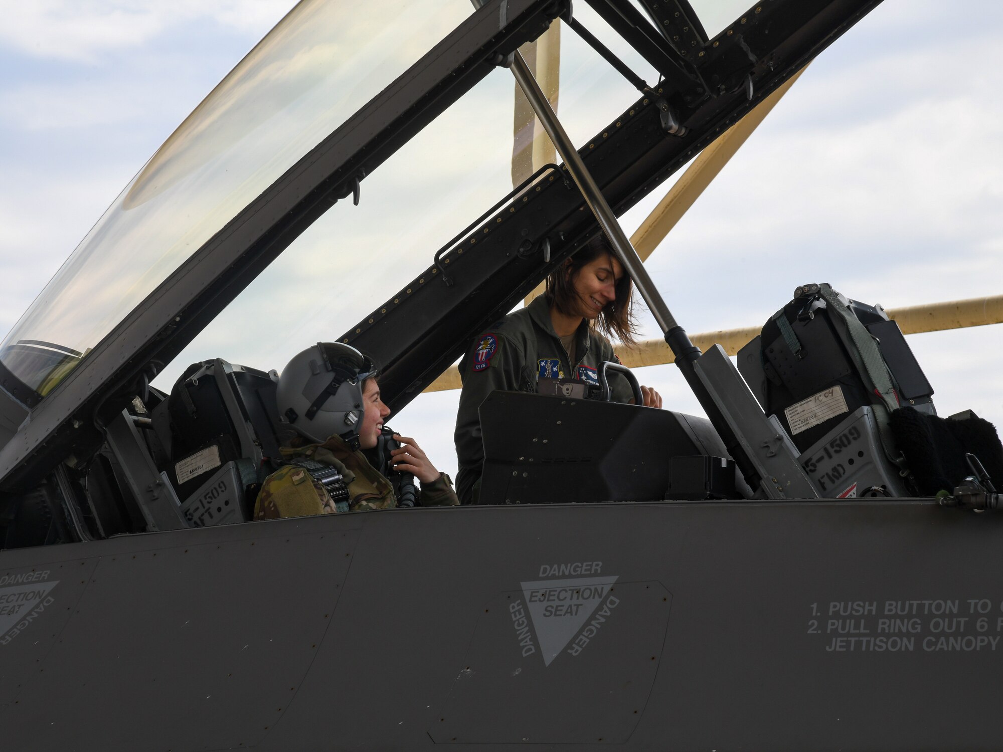Cadets from the Georgetown University Army ROTC program, also known as the Hoya Battalion, visited Joint Base Andrews, March 30, 2022. They were fitted for flight equipment and flew in the backseat of F-16s from the 113th Wing, D.C. Air National Guard.