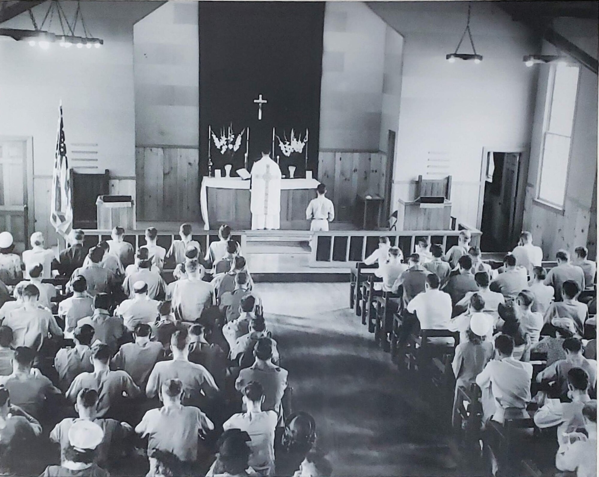 A photo taken in the Columbus Air Force Base Chapel during the 1940s at a Catholic Mass. (Courtesy photo)