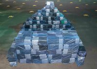 220406-N-TI693-1013

ATLANTIC OCEAN (April 6, 2022) - Seized contraband is stacked on the mission deck aboard the Expeditionary Sea Base USS Hershel "Woody" Williams (ESB 4), prior to its offload to the Cabo Verdean authorities, April 6, 2022. Hershel "Woody" Williams is on a scheduled deployment in the U.S. Sixth Fleet area of operations in support of U.S. national interests and security in Europe and Africa. (U.S. Navy photo by Mass Communication Specialist 1st Class Fred Gray IV/Released)