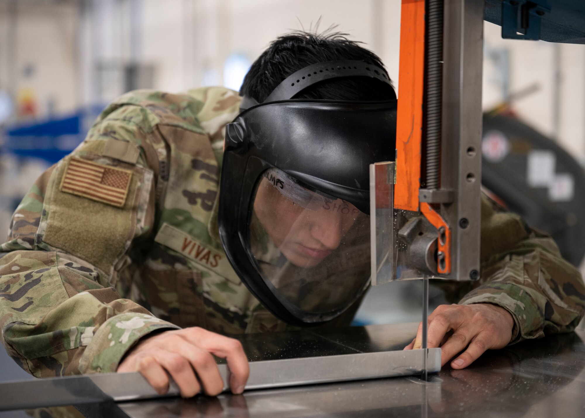 The Airmen work on the structural integrity of the aircraft to ensure continued operability.