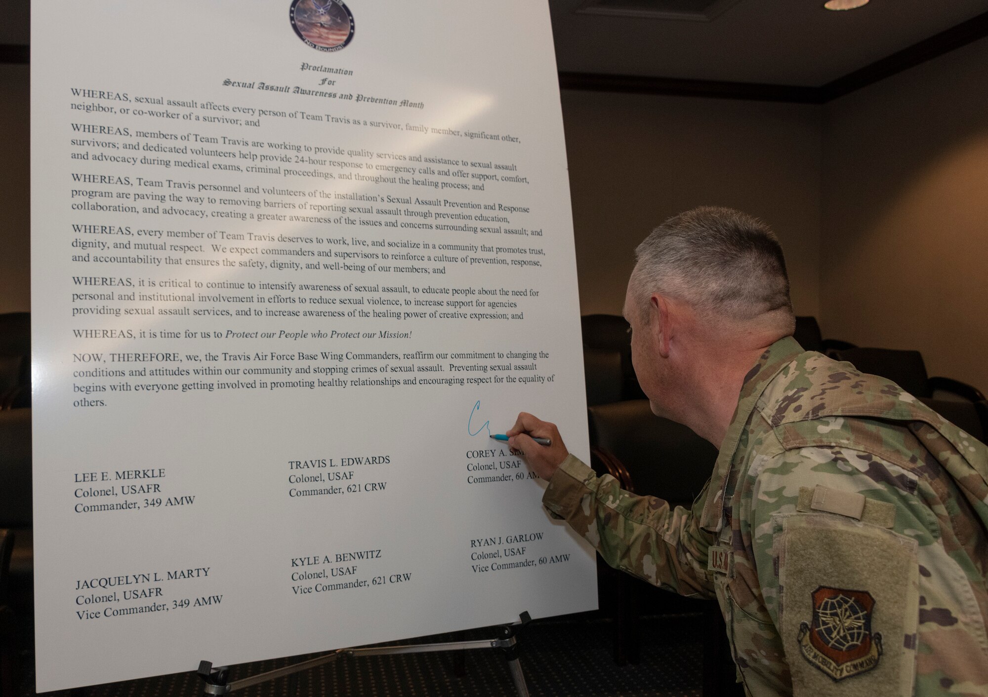 base commander signed sexual assault awareness and prevention proclamation