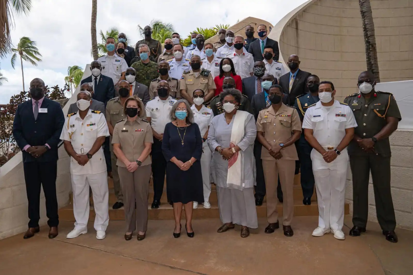 Group photo of senior leaders from 21 nations taking part in the 2022 Caribbean Nations Security Conference (CANSEC 22) in Barbados.