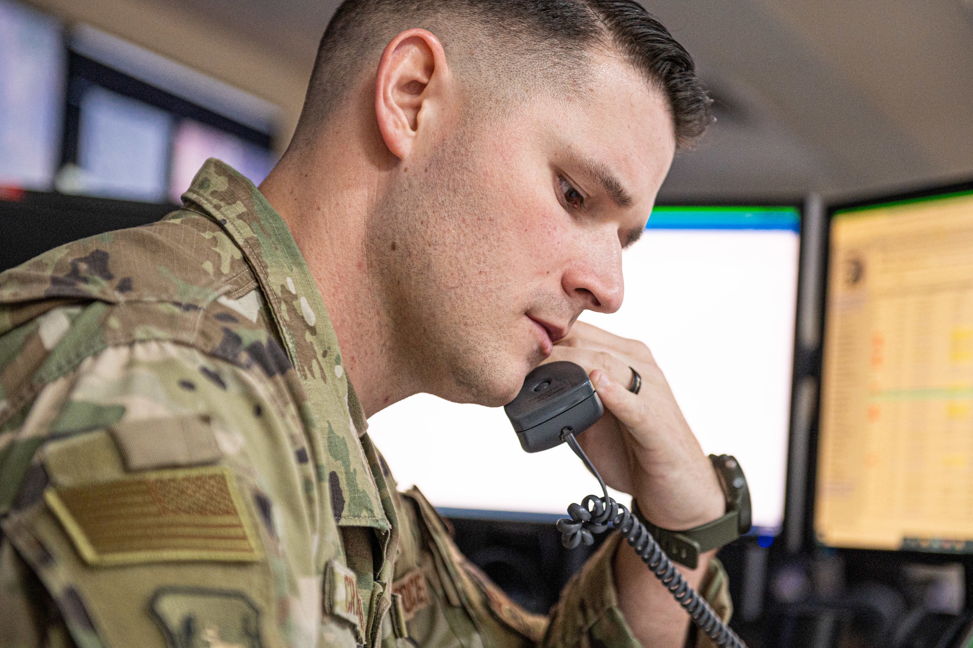 The base command and control operations center is the central command point for mission operations. It’s the job of airmen within to ensure operations and communications run efficiently and effectively no matter what.