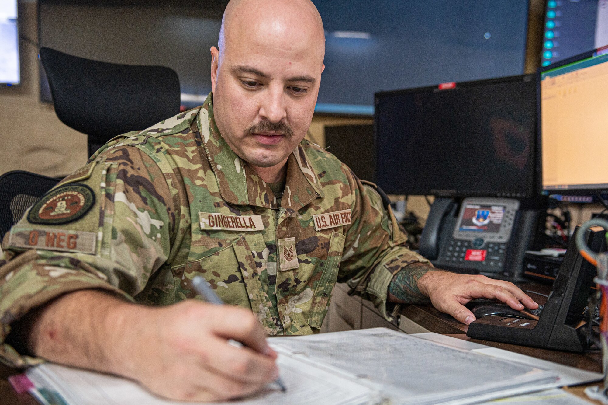 The base command and control operations center is the central command point for mission operations. It’s the job of airmen within to ensure operations and communications run efficiently and effectively no matter what.