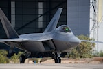 U.S. Air Force Maj. Joshua “Cabo” Gunderson, F-22 Raptor Demonstration Team commander and pilot, taxies the aircraft after rehearsal for the 2022 FIDAE Air & Trade Show, April 3, 2022 in Santiago, Chile.