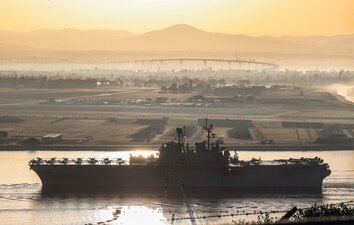 USS Tripoli (LHA-7) returns to homeport at at Naval Base San Diego, Calif.