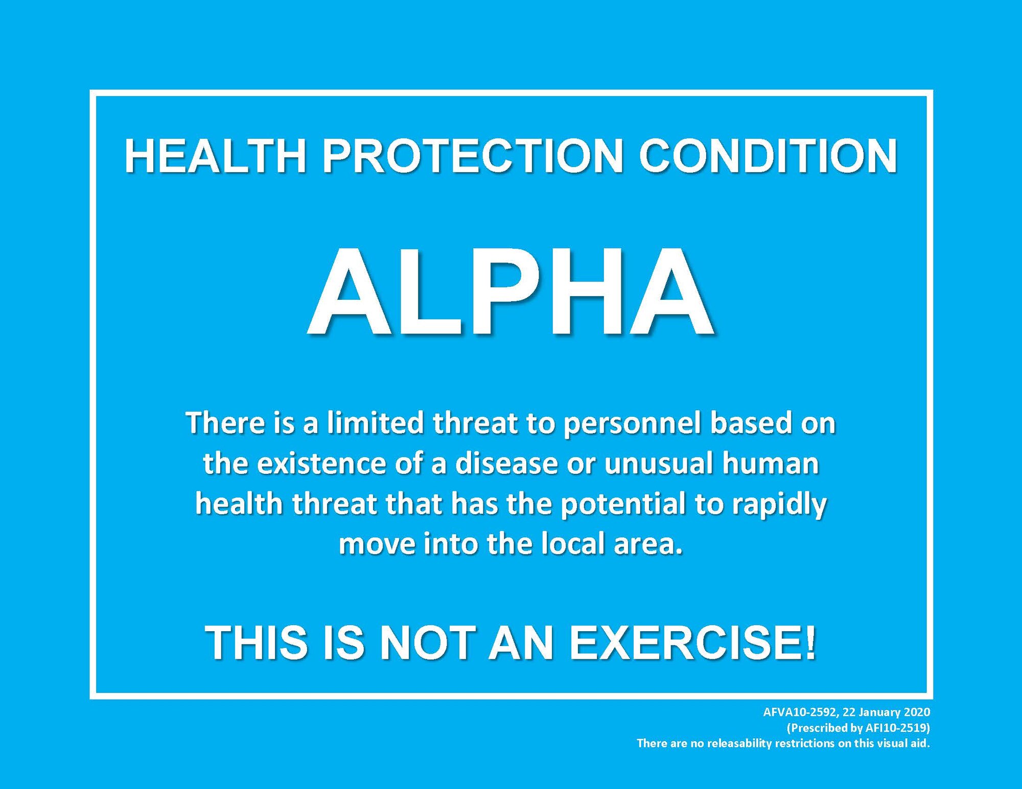 The 482nd Fighter Wing commander has declared Health Protection Condition Alpha for Homestead Air Reserve Base in a recent public health directive issued to base personnel on April 8, 2022.