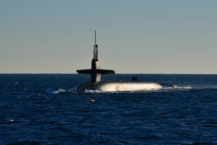 The Ohio-class ballistic-missile submarine USS Alaska (SSBN 732) returns to Naval Submarine Base Kings Bay following routine operations