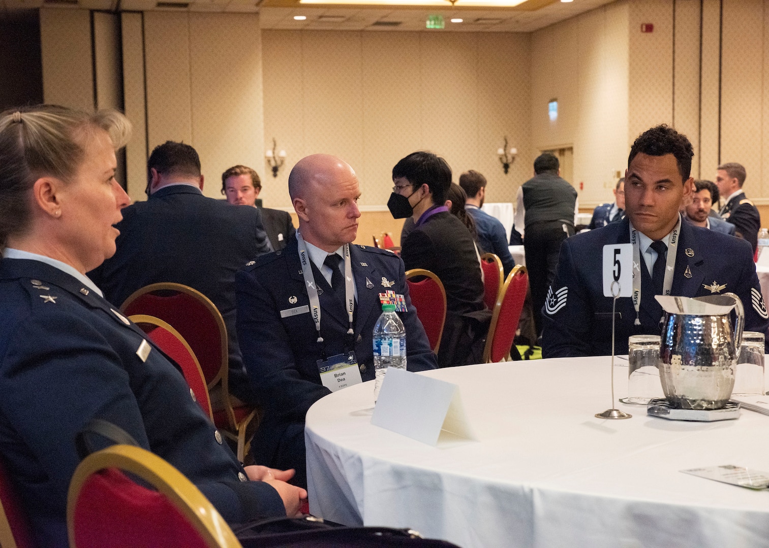 Tech Sgt. Kyle Lucas, 1st Space Operations Squadron Operations flight chief, speaks with senior leaders during the “New Generation Space Leaders: Leadership Exchange Speed Mentoring” on April 4, 2022, in Colorado Springs, Colorado.