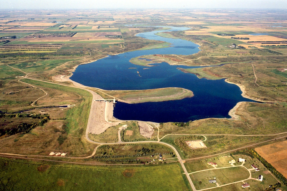 An Aerial Photo of Pipestem Dam & Lake