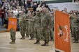 On April 2, 2022, approximately 350 Soldiers assigned to the Michigan Army National Guard 156th Expeditionary Signal Battalion (ESB), based in Howell, Mich. gathered with their families and invited guests at Battle Creek Air National Guard Base and at Howell High School as they prepared to depart for their deployment to the Middle East. (U.S. Air National Guard photo by Staff Sgt. Jacob Cessna)