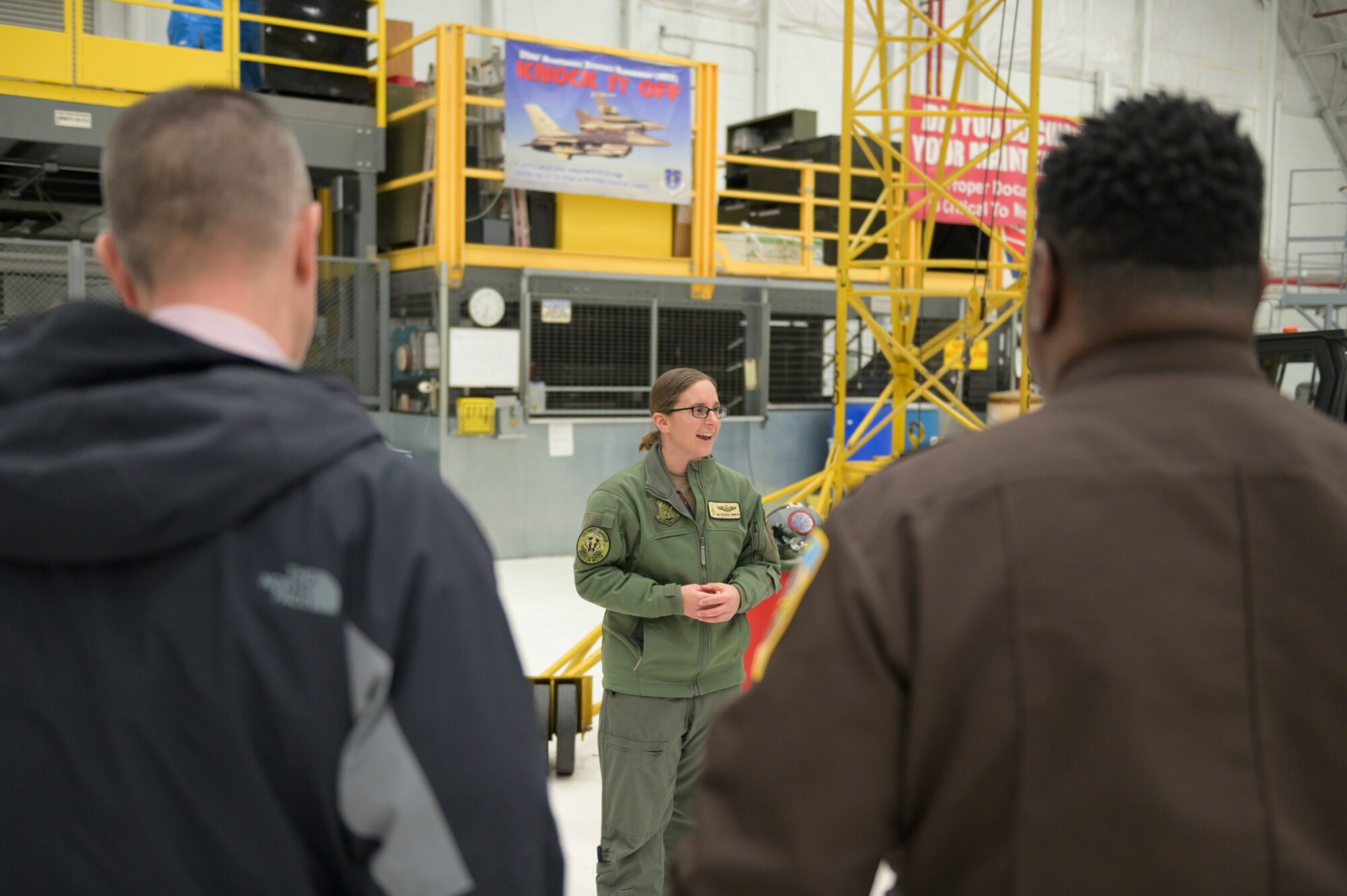 Local community leaders tour the 115th Fighter Wing, Madison, Wisconsin April 6, 2022 during an event commemorating their new role as Honorary Commanders. The Honorary Commander Program was developed to allow local community and business leaders and opportunity to gain insight into the fighter wing's mission and overall U.S. Air Force way of life. (U.S. Air National Guard photo by Staff Sgt. Cameron Lewis)