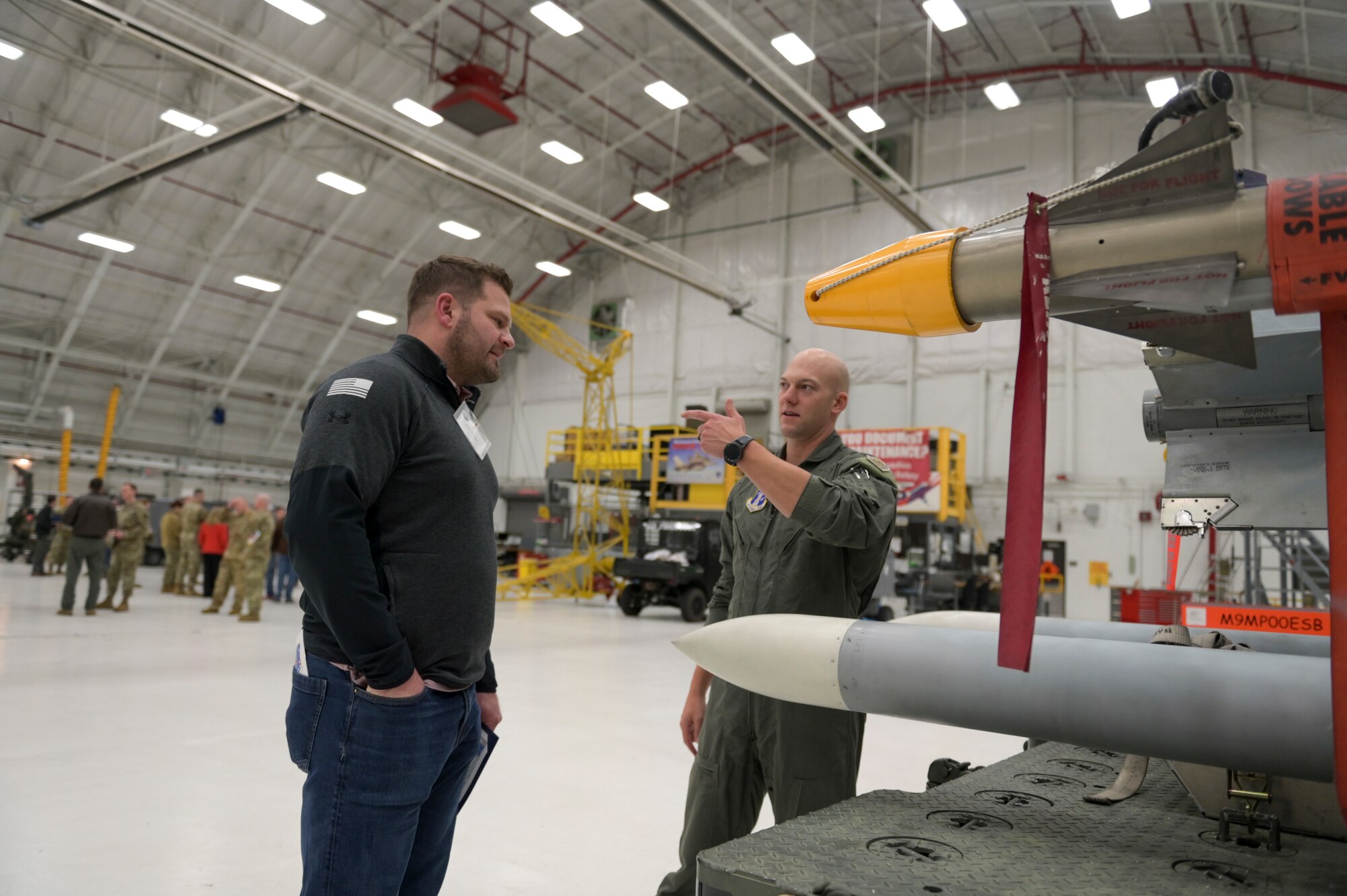 Local community leaders tour the 115th Fighter Wing, Madison, Wisconsin April 6, 2022 during an event commemorating their new role as Honorary Commanders. The Honorary Commander Program was developed to allow local community and business leaders and opportunity to gain insight into the fighter wing's mission and overall U.S. Air Force way of life. (U.S. Air National Guard photo by Staff Sgt. Cameron Lewis)