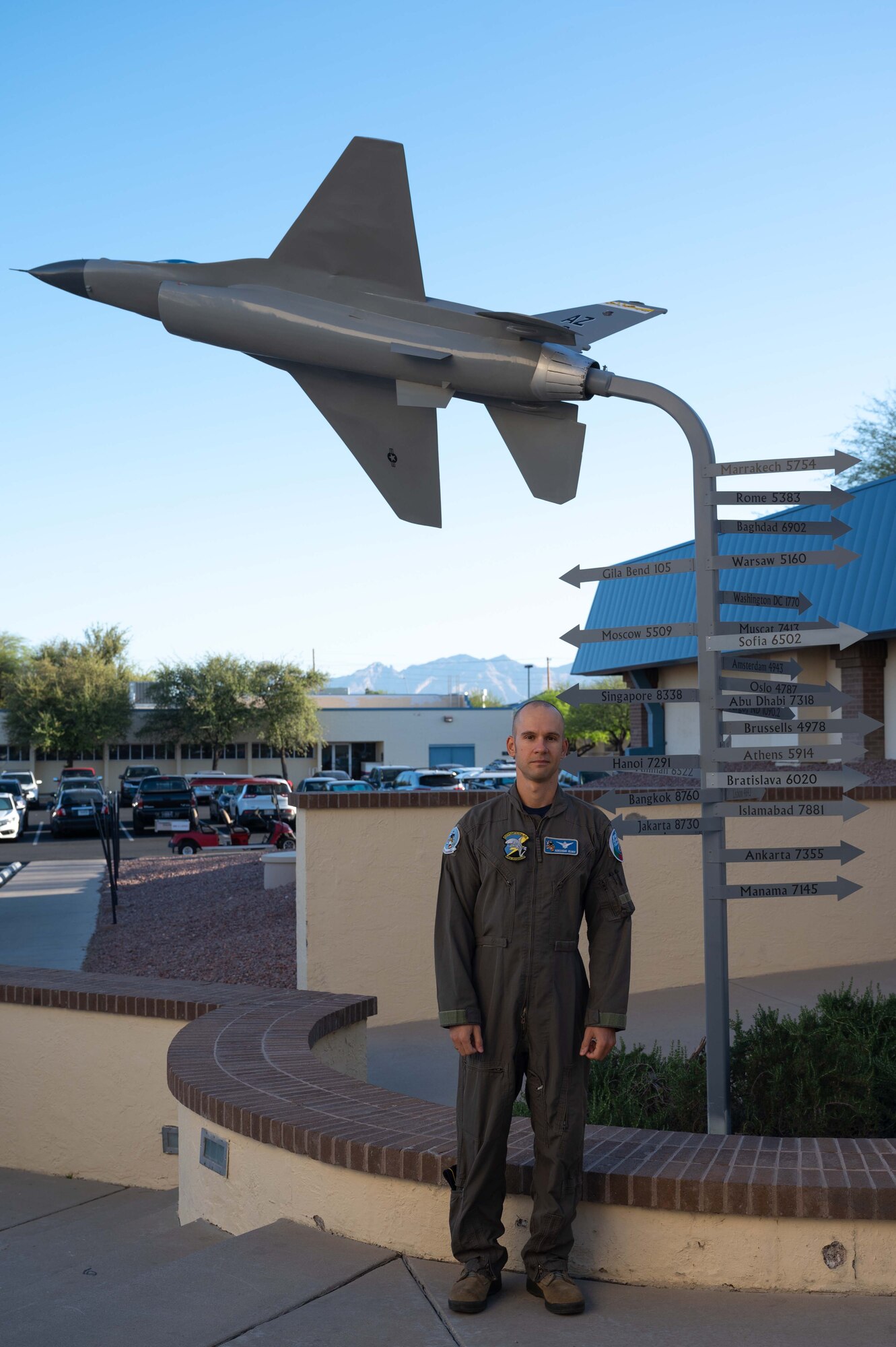 Capt. Aleksandar Velinov, a Bulgaria air force F-16 pilot, is the first pilot from his country to graduate from the 162nd Wing's international pilot training program.