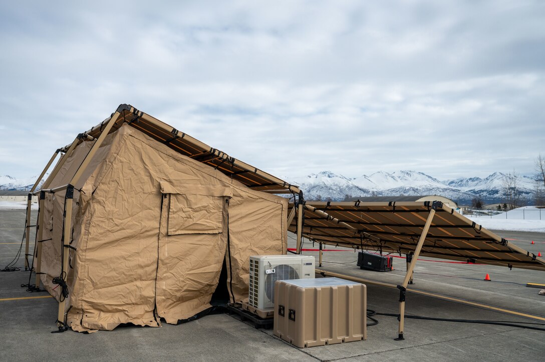 A photo of a solar-powered tent sitting
