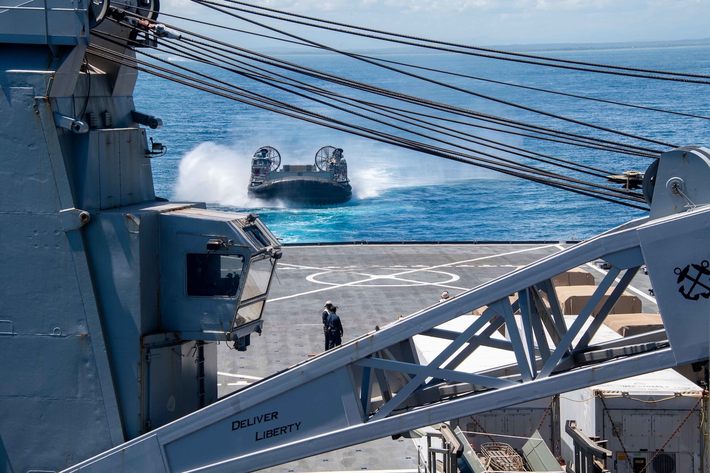 U.S. Marines with 1st Battalion, 3rd Marines, 3rd Marine Division prepare to board a CH-53E Super Stallion helicopter assigned to Marine Heavy Helicopter Squadron 466 (HMH-466) on the flight deck of the forward-deployed amphibious dock landing ship USS Ashland (LSD 48) during Balikatan 22, off the coast of the Philippines, March 28, 2022. Balikatan is an annual exercise between the Armed Forces of the Philippines and U.S. military designed to strengthen bilateral interoperability, capabilities, trust, and cooperation built over decades shared experiences. Balikatan, Tagalog for 'shoulder-to-shoulder,' is a longstanding bilateral exercise between the Philippines and the United States highlighting the deep-rooted partnership between both countries. Balikatan 22 is the 37th iteration of the exercise and coincides with the 75th anniversary of U.S.-Philippine security cooperation.